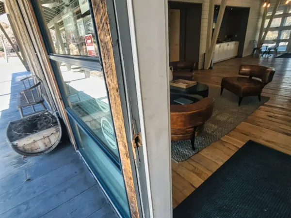 Interior view of a rebuilt commercial office entry in Missoula.