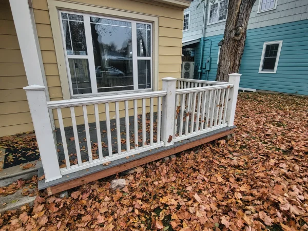 Finished front porch deck framing rebuild in Missoula.